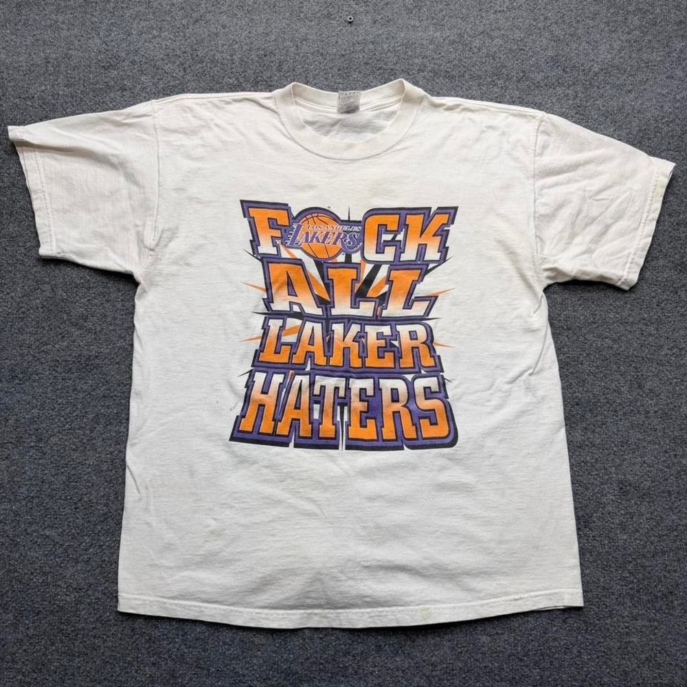 Vintage Fruit of the loom "F*ck All lakers‎ haters" tshirt size men's xl! Rare
